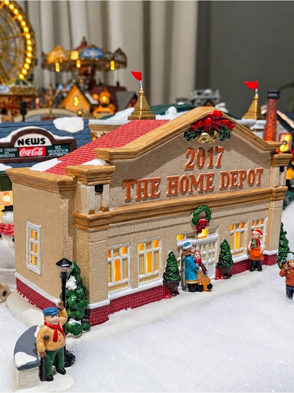 Home Depot Store Hand Painted Porcelain Christmas Village Building 2017